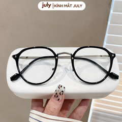 Gọng kính cận nữ mắt tròn kim loại phối nhựa phong cách trẻ trung dễ đeo hợp nhiều dáng mặt 8607