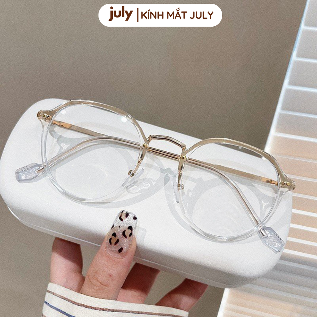 Gọng kính cận nữ mắt tròn kim loại phối nhựa phong cách trẻ trung dễ đeo hợp nhiều dáng mặt 8607