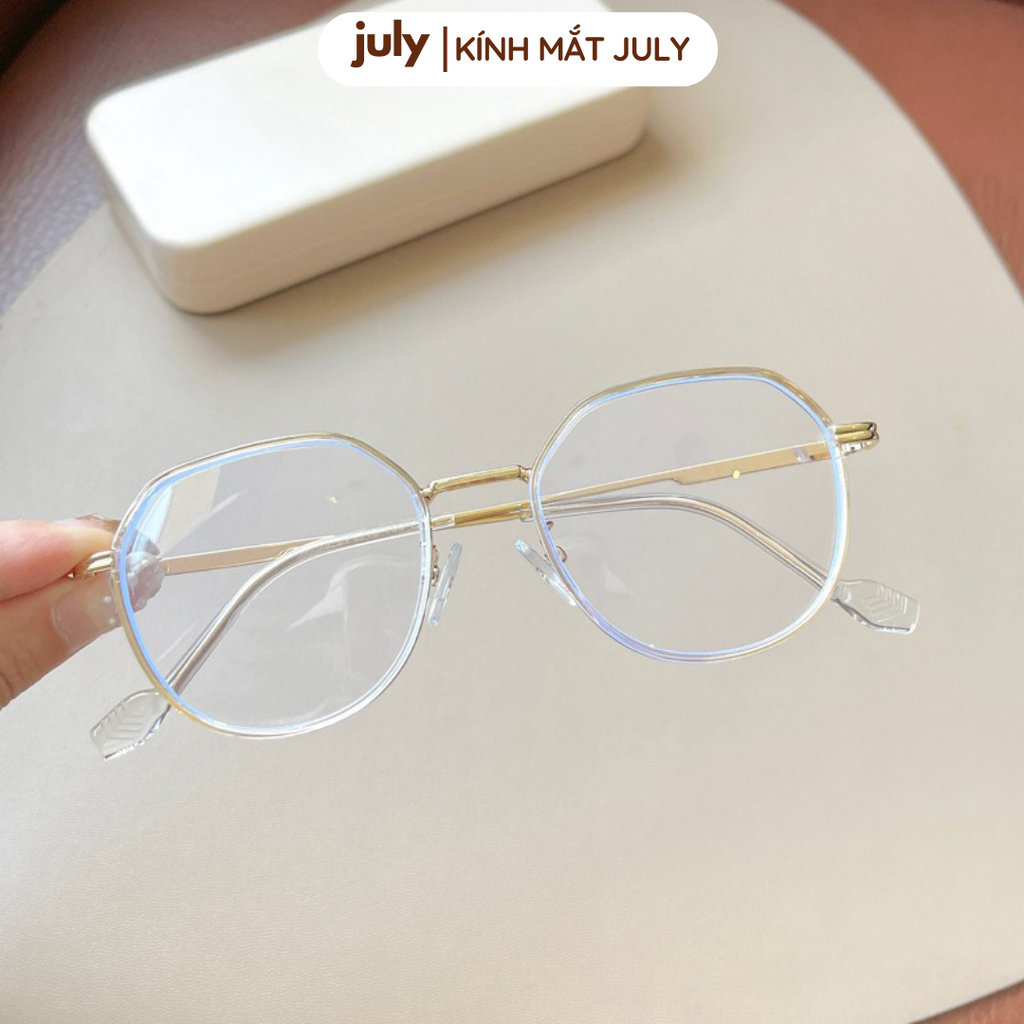 Gọng kính cận nữ đa giác khung kim loại phong cách trẻ trung dễ đeo hợp với nhiều dáng mặt 8609