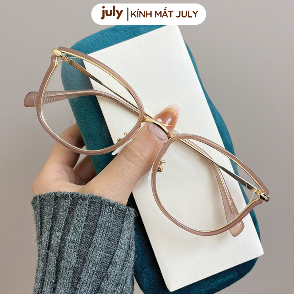 Gọng kính cận nữ mắt mèo dáng vuông kim loại bọc nhựa basic dễ đeo hợp với nhiều dáng mặt 8611