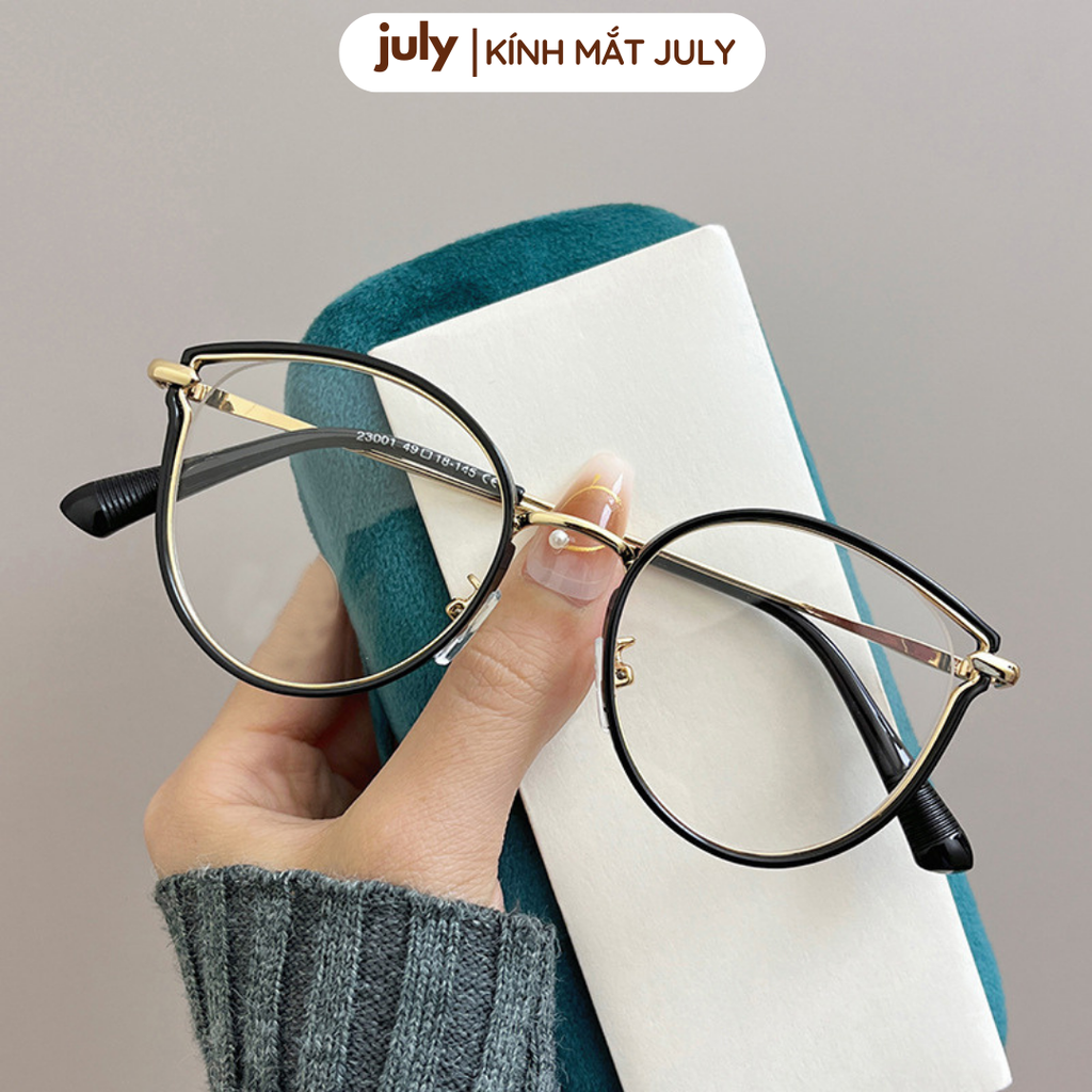Gọng kính cận nữ mắt mèo kim loại phối nhựa chắc chắn, thời trang dễ đeo mẫu mới 2024 8602