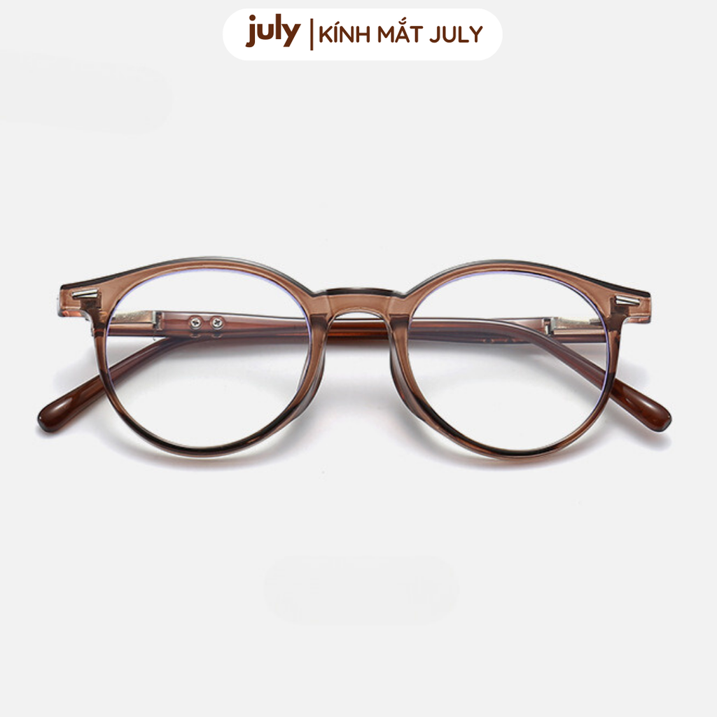 Gọng kính cận nam nữ dáng tròn nhựa cao cấp lõi kim loại unisex hợp nhiều dáng mặt 8613