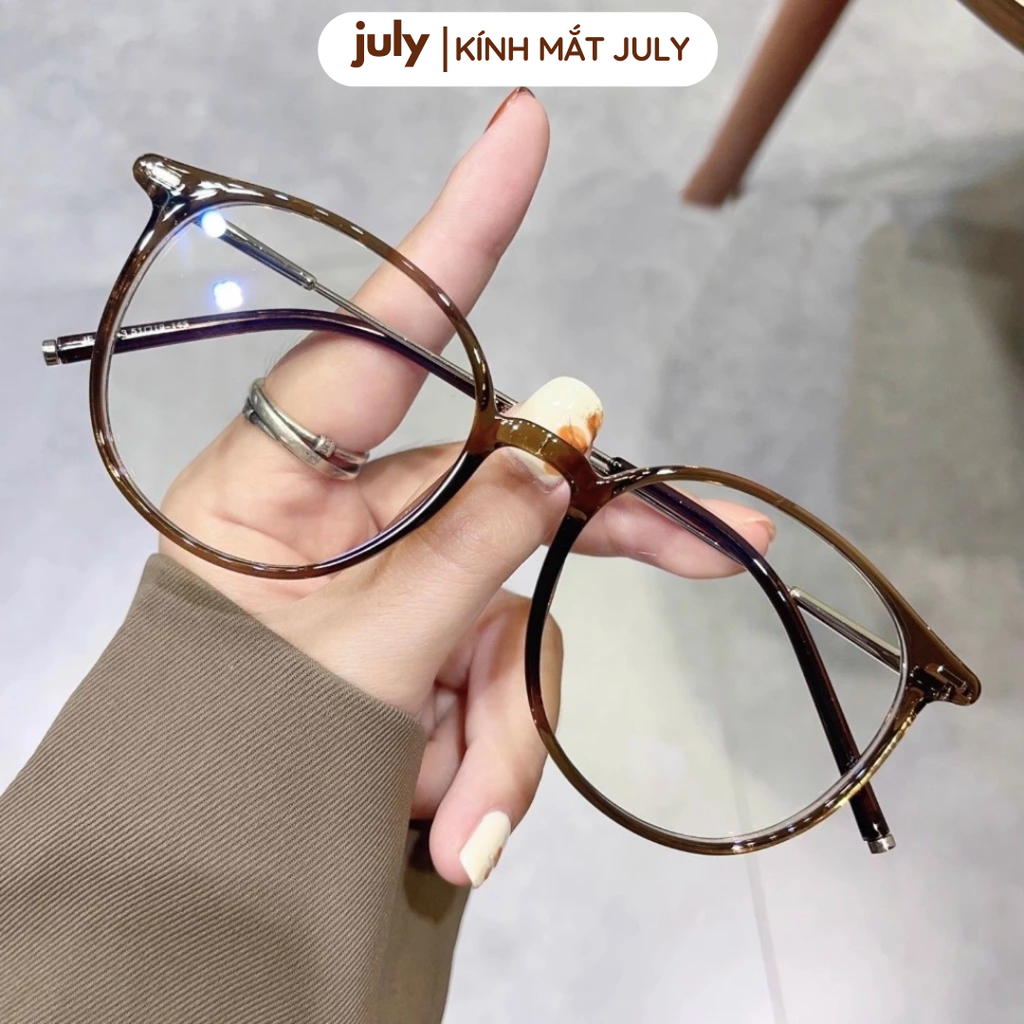 Gọng kính cận nữ mắt tròn kim loại phối nhựa chắc chắn basic dễ đeo hợp với nhiều dáng mặt 8604