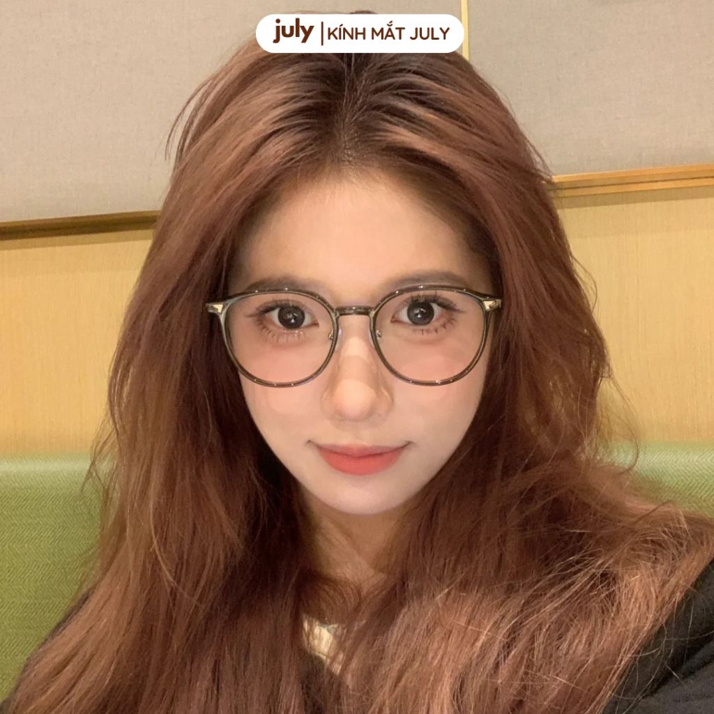 Gọng kính cận nữ dáng oval thiên vuông khung nhựa phối kim loại nhẹ, phong cách Hàn Quốc dễ đeo 8603