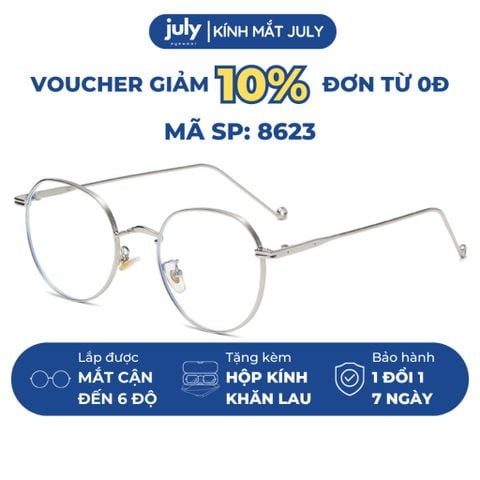Gọng kính cận đa giác nữ kim loại mảnh không gỉ chắc chắn, thời trang 8623 July Eyewear