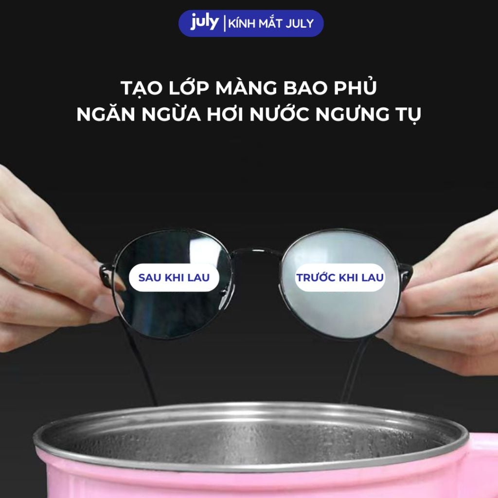 Hộp 100 miếng Khăn lau kính NANO chống bám hơi nước đi mưa, đeo khẩu trang tiện lợi July Eyewear - PK.NANO