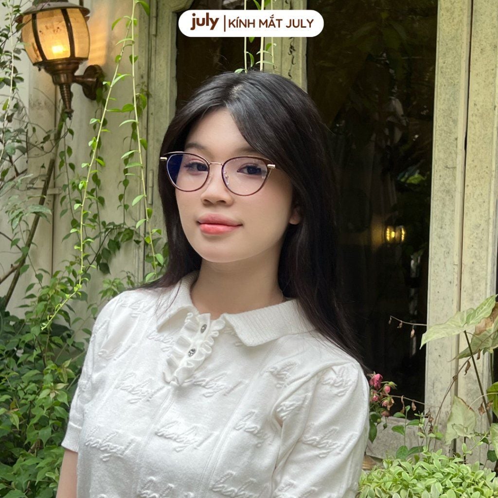 Gọng kính cận mắt mèo nữ chất liệu nhựa phối kim loại cứng cáp kiểu dáng thời trang 8617