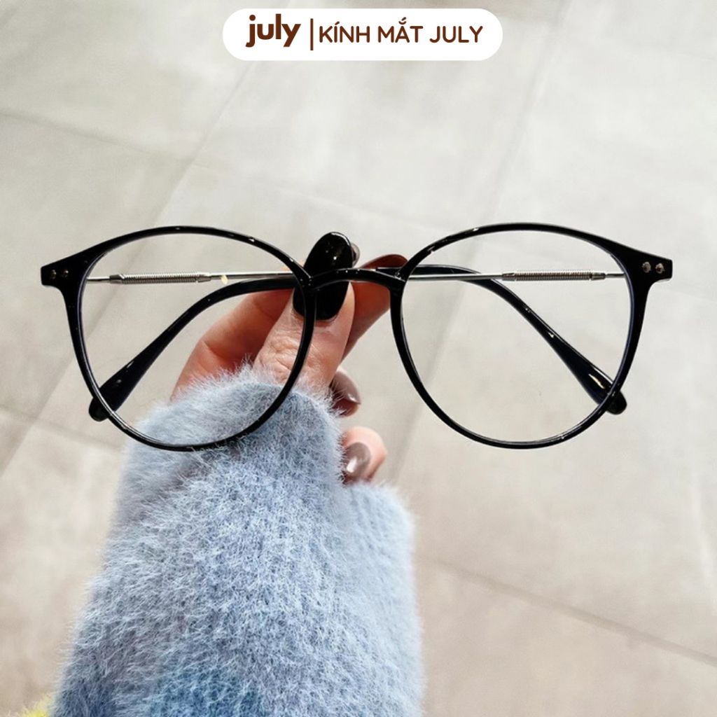 Gọng kính cận nữ mắt tròn kính Khánh Vy kim loại phong cách Hàn Quốc dễ đeo hợp nhiều dáng mặt 8612