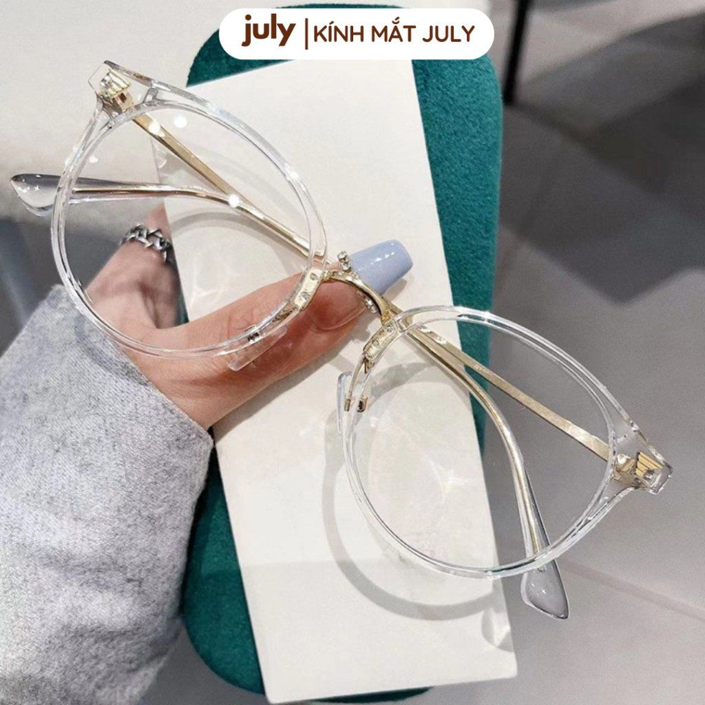Gọng kính cận nữ form tròn kim loại phối nhựa TR90 phong cách trẻ trung, tri thức Kính mắt July 8635