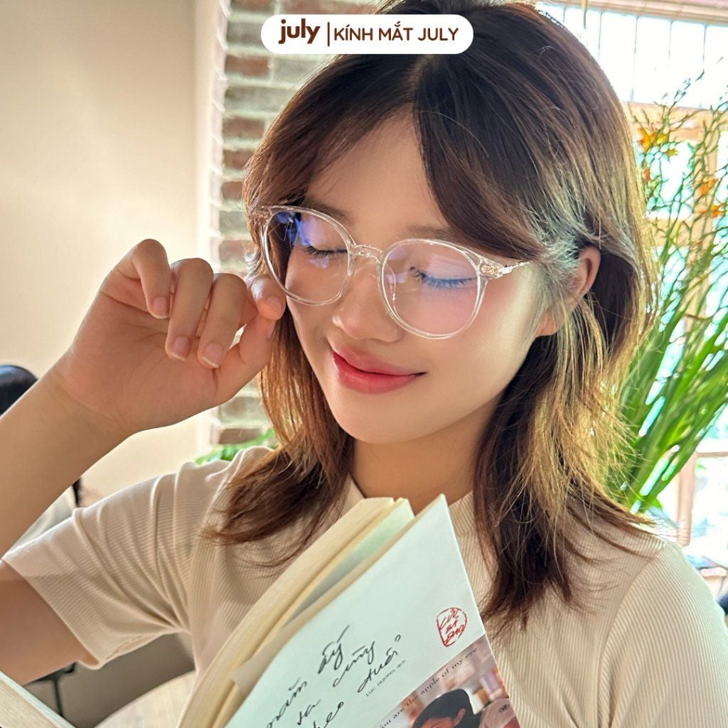 Gọng kính cận nữ mắt tròn kim loại bọc nhựa phong cách Hàn Quốc dễ đeo hợp với nhiều dáng mặt 8610