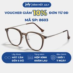 Gọng kính cận nữ dáng oval thiên vuông khung nhựa phối kim loại nhẹ, phong cách Hàn Quốc dễ đeo 8603