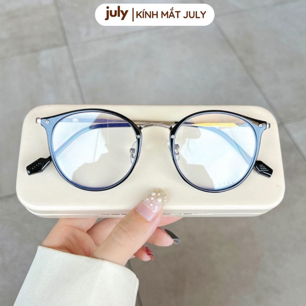 Gọng kính cận nữ oval kim loại phối nhựa phong cách Hàn Quốc dễ đeo hợp với nhiều dáng mặt 8608