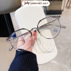 Gọng kính cận nam nữ form tròn vát đa giác Kính mắt July 8634