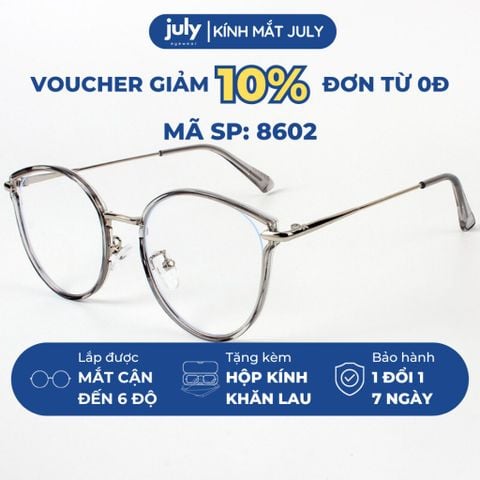 Gọng kính cận nữ mắt mèo kim loại phối nhựa chắc chắn, thời trang dễ đeo mẫu mới 2024 8602