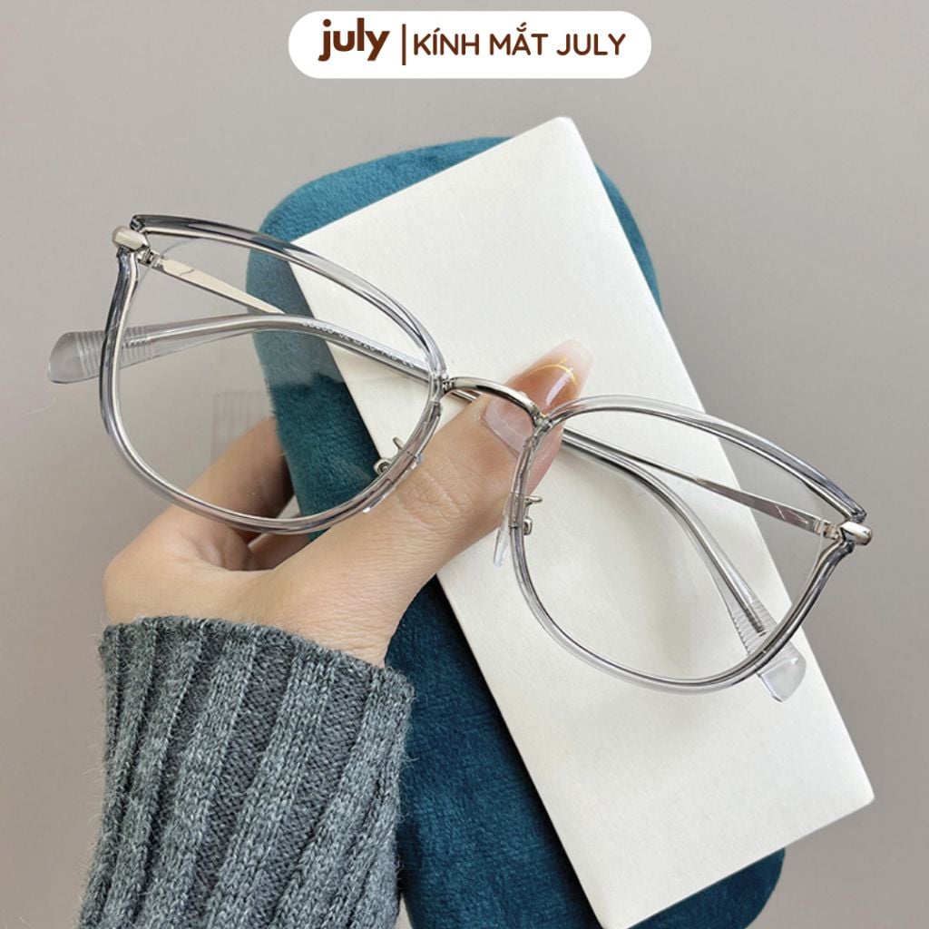 Gọng kính cận nữ mắt mèo dáng vuông kim loại bọc nhựa basic dễ đeo hợp với nhiều dáng mặt 8611