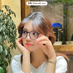 Gọng kính cận nữ dáng oval thiên vuông khung nhựa phối kim loại nhẹ, phong cách Hàn Quốc dễ đeo 8603