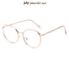 Gọng kính cận nữa Form oval tròn cốt kim loại dễ đeo - Kính Mắt July 8626