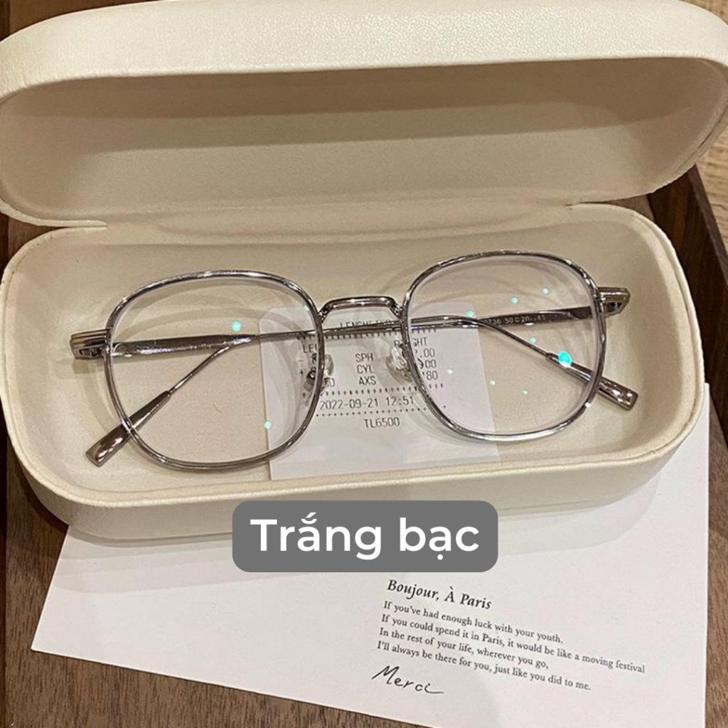 Gọng kính cận nam nữ form oval thiên vuông hợp nhiều dáng mặt - Kính Mắt July 8633