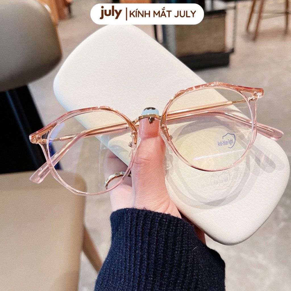 Gọng kính cận nam nữ form tròn vát đa giác Kính mắt July 8634