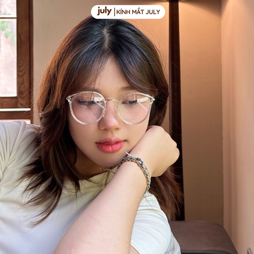 Gọng kính cận nữ mắt mèo kim loại phối nhựa chắc chắn, thời trang dễ đeo mẫu mới 2024 8602