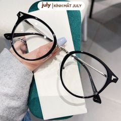 Gọng kính cận nữ form tròn kim loại phối nhựa TR90 phong cách trẻ trung, tri thức Kính mắt July 8635