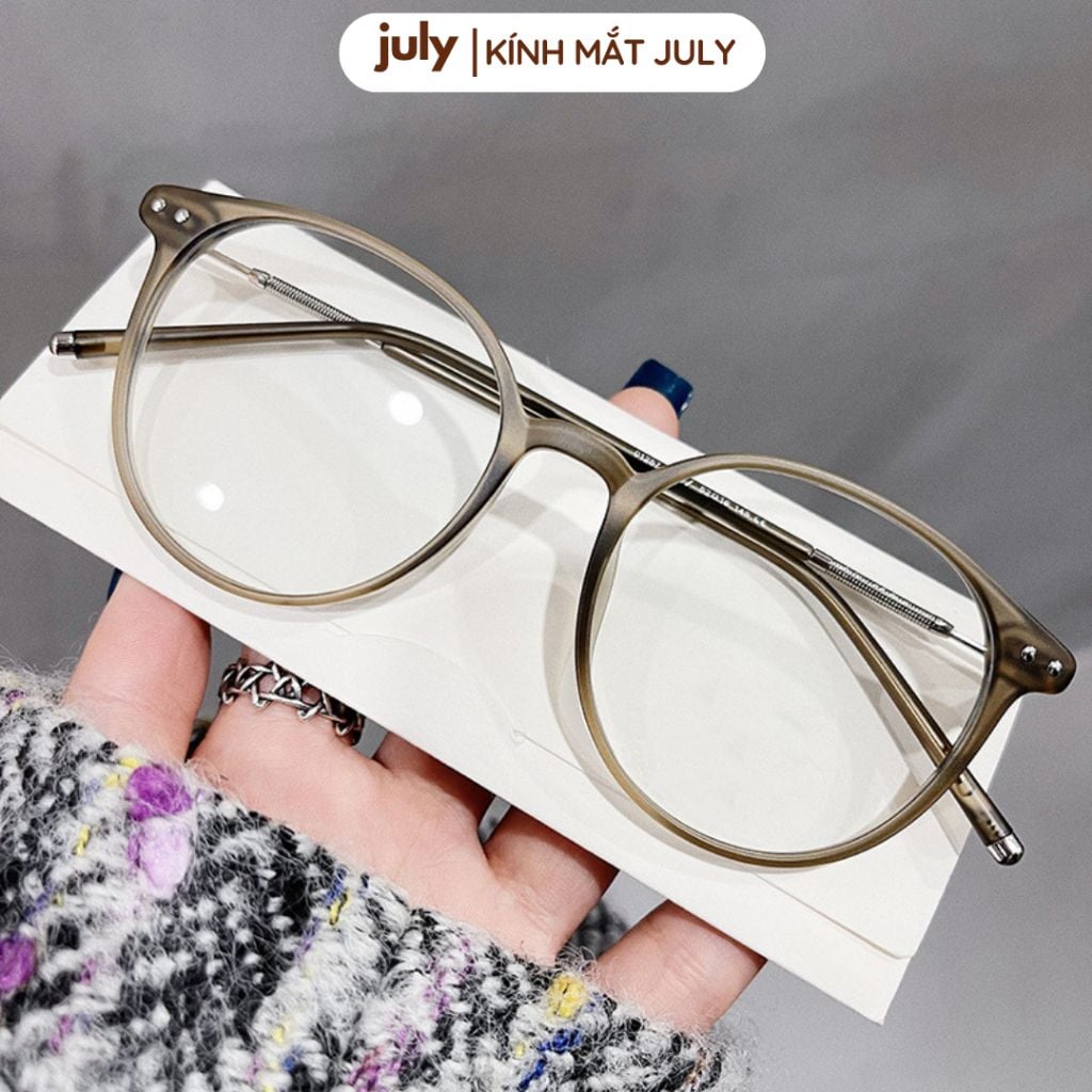 Gọng kính cận nữ mắt tròn kim loại bọc nhựa phong cách Hàn Quốc dễ đeo hợp với nhiều dáng mặt 8610