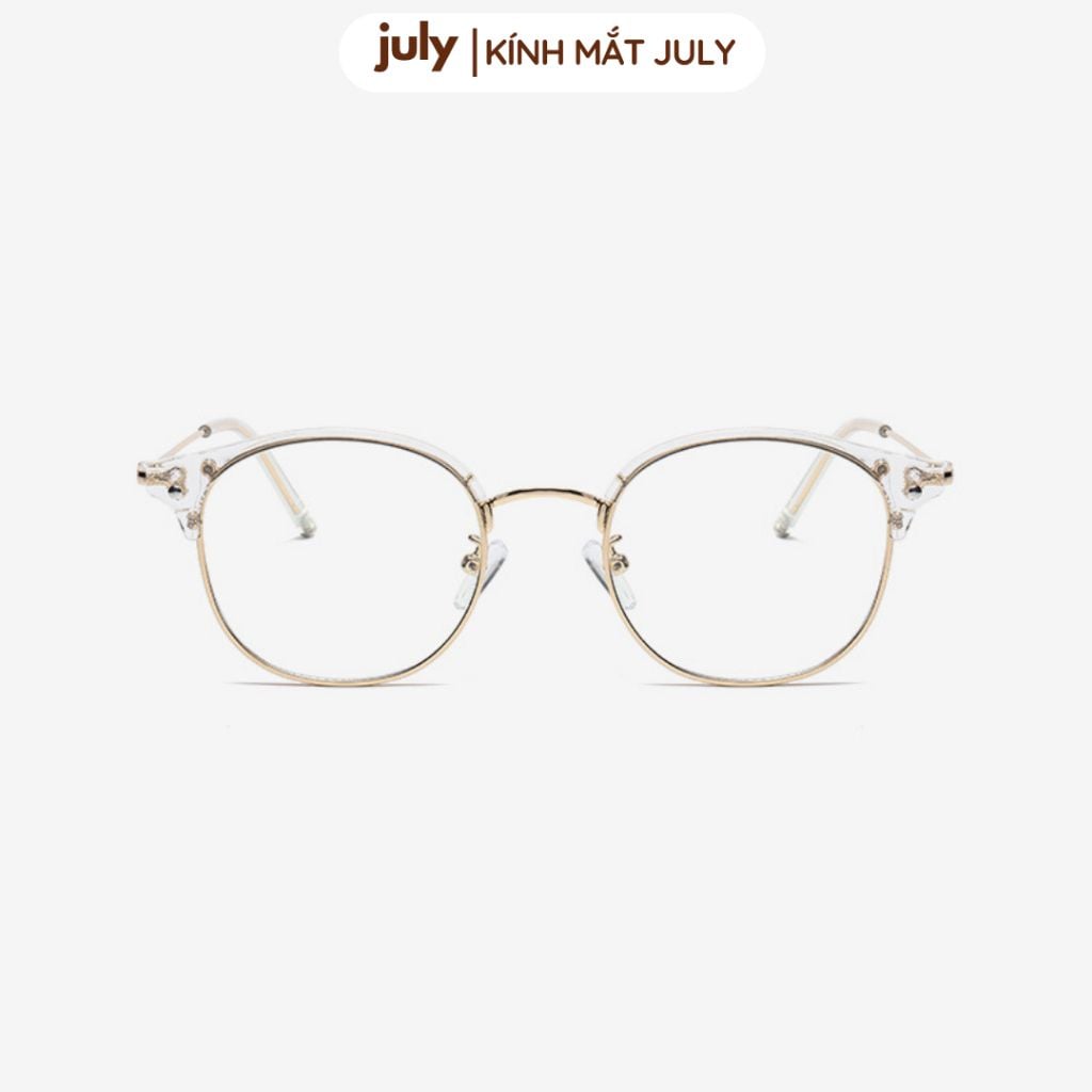 Gọng kính cận nửa viền nam nữ khung kim loại chắc chắn hợp nhiều dáng măt - Kính mắt July 8627