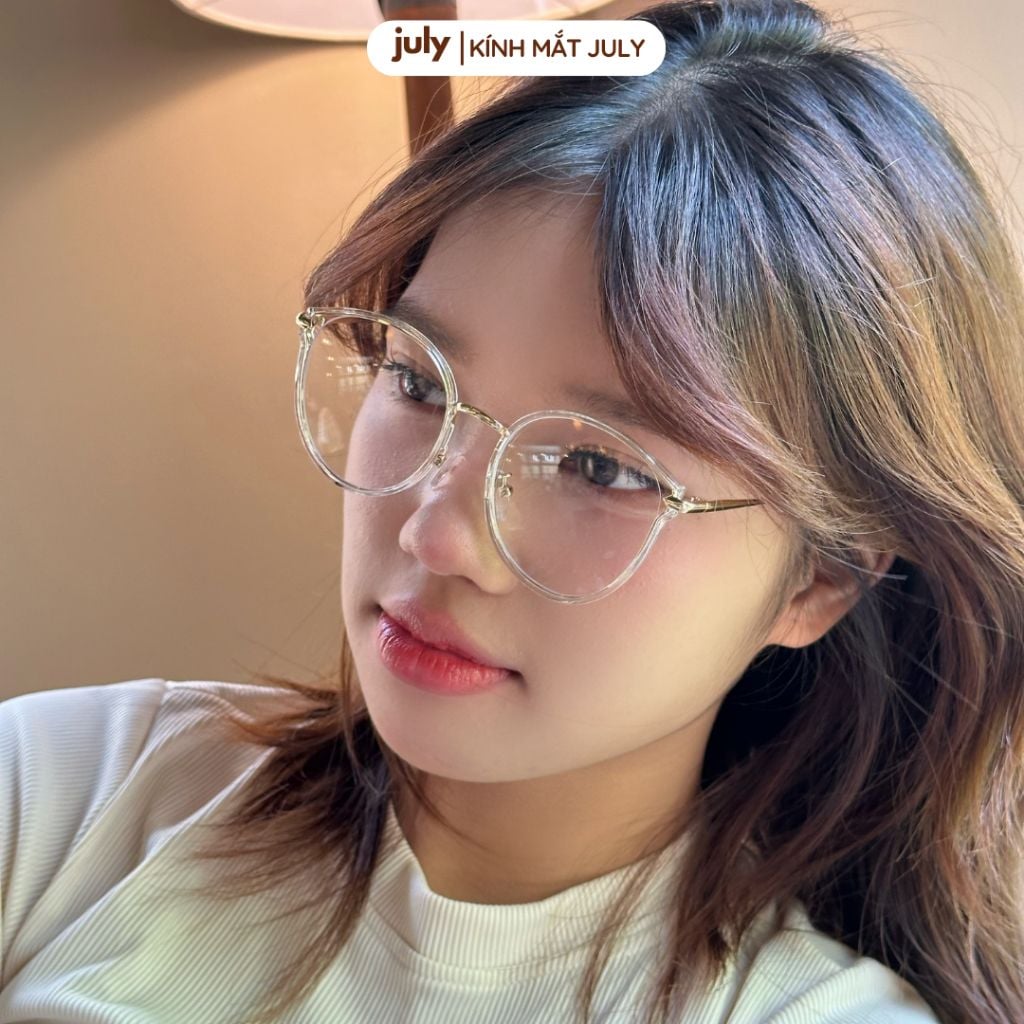 Gọng kính cận nữ mắt mèo kim loại phối nhựa chắc chắn, thời trang dễ đeo mẫu mới 2024 8602