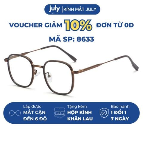 Gọng kính cận nam nữ form oval thiên vuông hợp nhiều dáng mặt - Kính Mắt July 8633