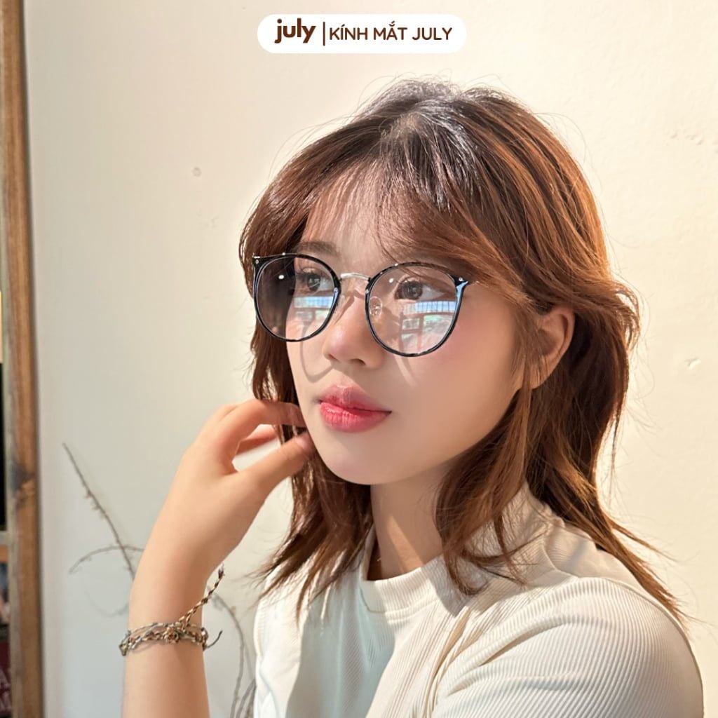 Gọng kính cận nữ oval kim loại phối nhựa phong cách Hàn Quốc dễ đeo hợp với nhiều dáng mặt 8608