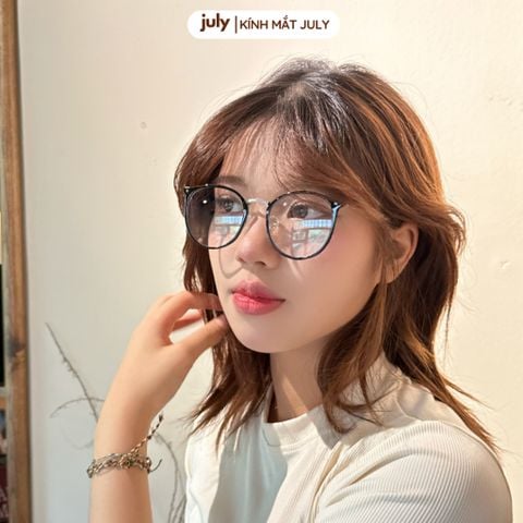 Gọng kính cận nữ oval kim loại phối nhựa phong cách Hàn Quốc dễ đeo hợp với nhiều dáng mặt 8608