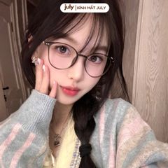 Gọng kính cận nữ mắt tròn kính Khánh Vy kim loại phong cách Hàn Quốc dễ đeo hợp nhiều dáng mặt 8612
