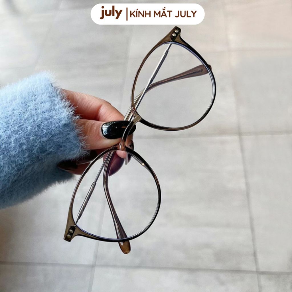 Gọng kính cận nữ mắt tròn kính Khánh Vy kim loại phong cách Hàn Quốc dễ đeo hợp nhiều dáng mặt 8612