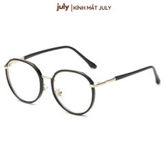 Gọng kính cận nữa Form oval tròn cốt kim loại dễ đeo - Kính Mắt July 8626