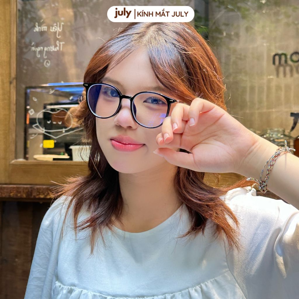 Gọng kính cận nữ mắt tròn kim loại phối nhựa chắc chắn basic dễ đeo hợp với nhiều dáng mặt 8604