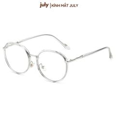 Gọng kính cận nữa Form oval tròn cốt kim loại dễ đeo - Kính Mắt July 8626