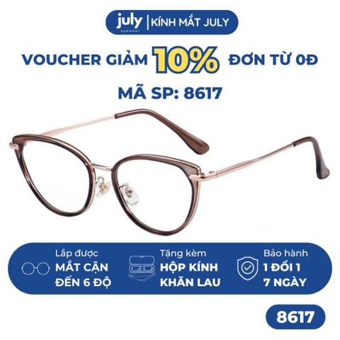 Gọng kính cận mắt mèo nữ chất liệu nhựa phối kim loại cứng cáp kiểu dáng thời trang 8617