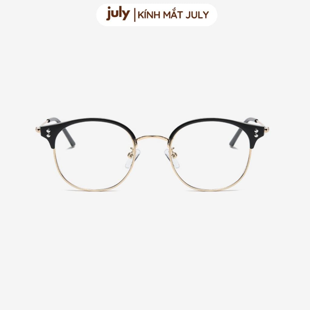 Gọng kính cận nửa viền nam nữ khung kim loại chắc chắn hợp nhiều dáng măt - Kính mắt July 8627