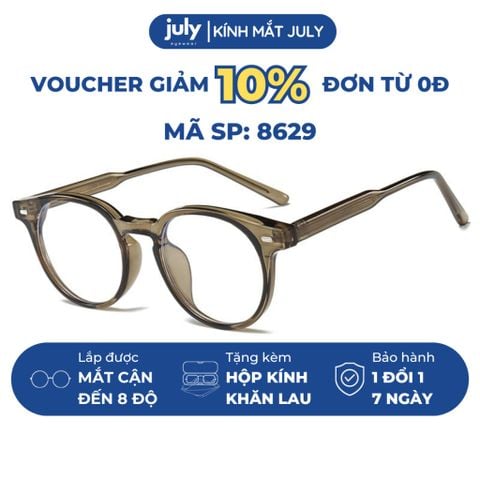 Gọng kính cận nam nữ form tròn cốt kim loại dễ đeo hợp nhiều dáng mặt - Kính Mắt July 8629