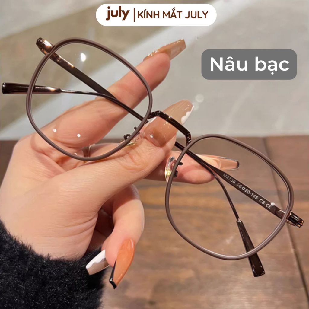 Gọng kính cận nam nữ form oval thiên vuông hợp nhiều dáng mặt - Kính Mắt July 8633