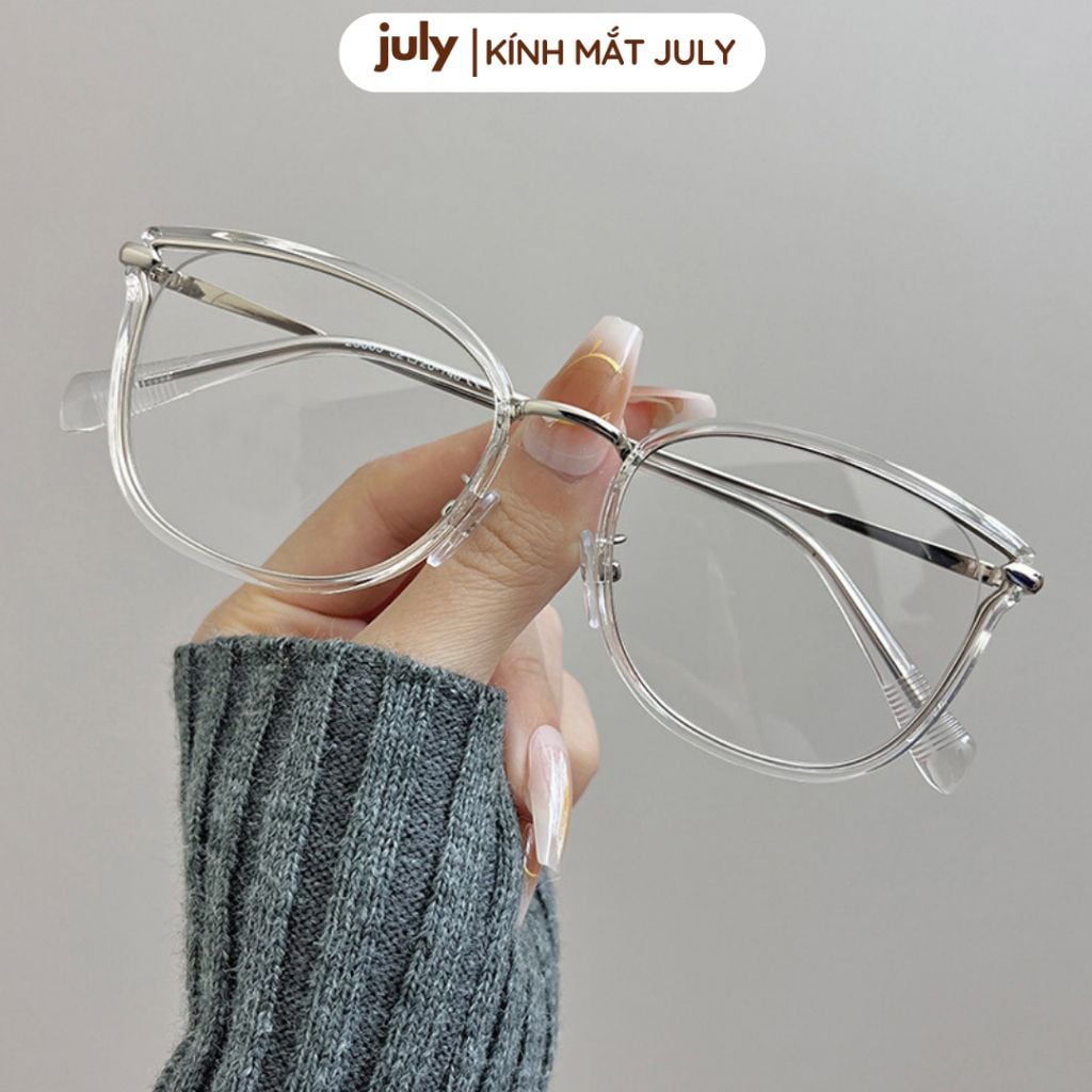 Gọng kính cận nữ mắt mèo dáng vuông kim loại bọc nhựa basic dễ đeo hợp với nhiều dáng mặt 8611