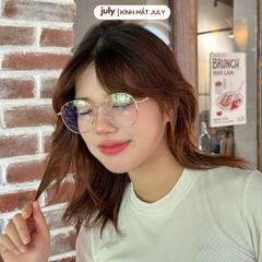 Gọng kính cận nữ dáng oval tròn kim loại mảnh chắc chắn, thời trang dễ đeo hợp nhiều dáng mặt 8606
