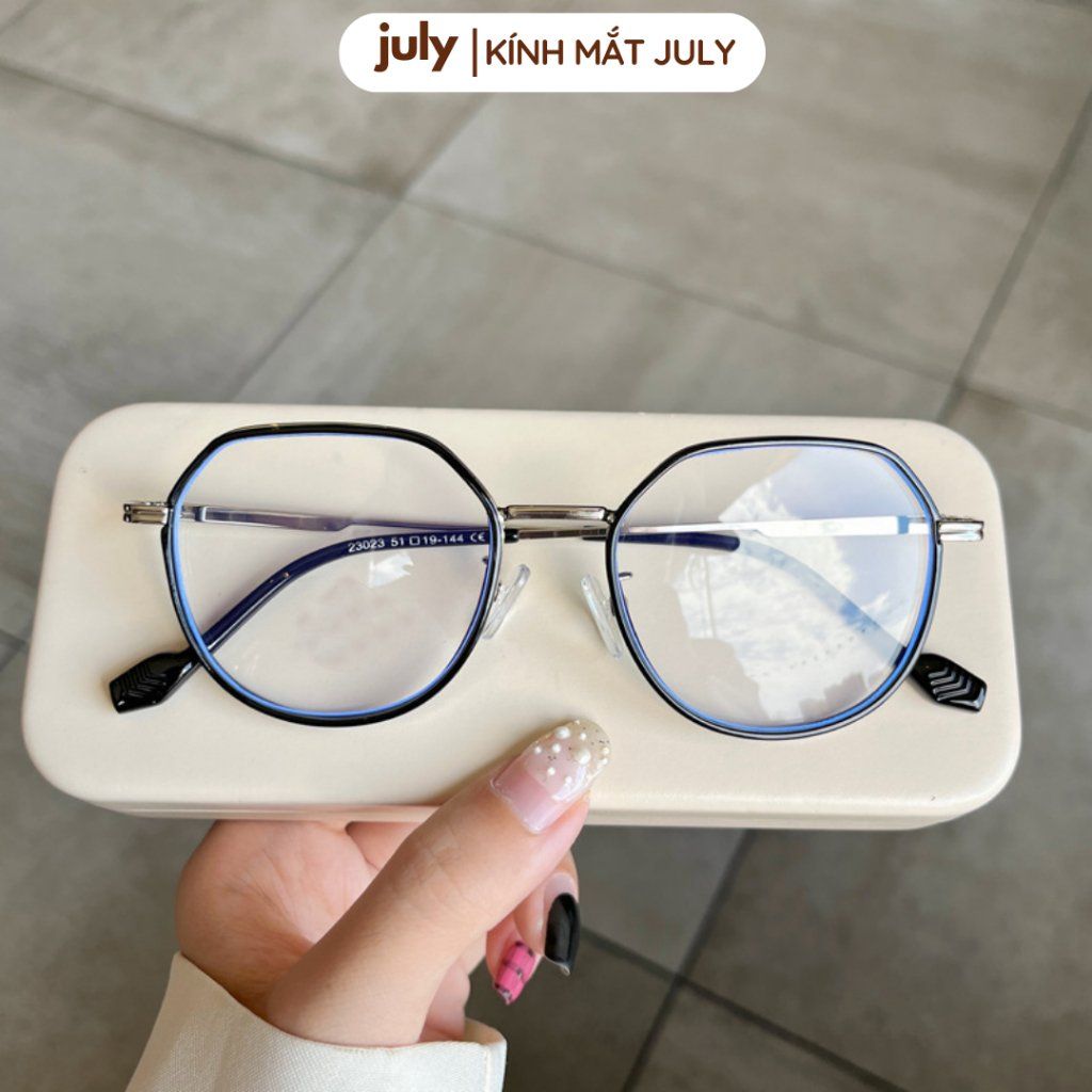 Gọng kính cận nữ đa giác khung kim loại phong cách trẻ trung dễ đeo hợp với nhiều dáng mặt 8609