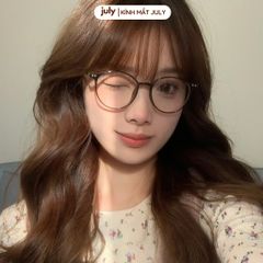 Gọng kính cận nữ mắt tròn kính Khánh Vy kim loại phong cách Hàn Quốc dễ đeo hợp nhiều dáng mặt 8612