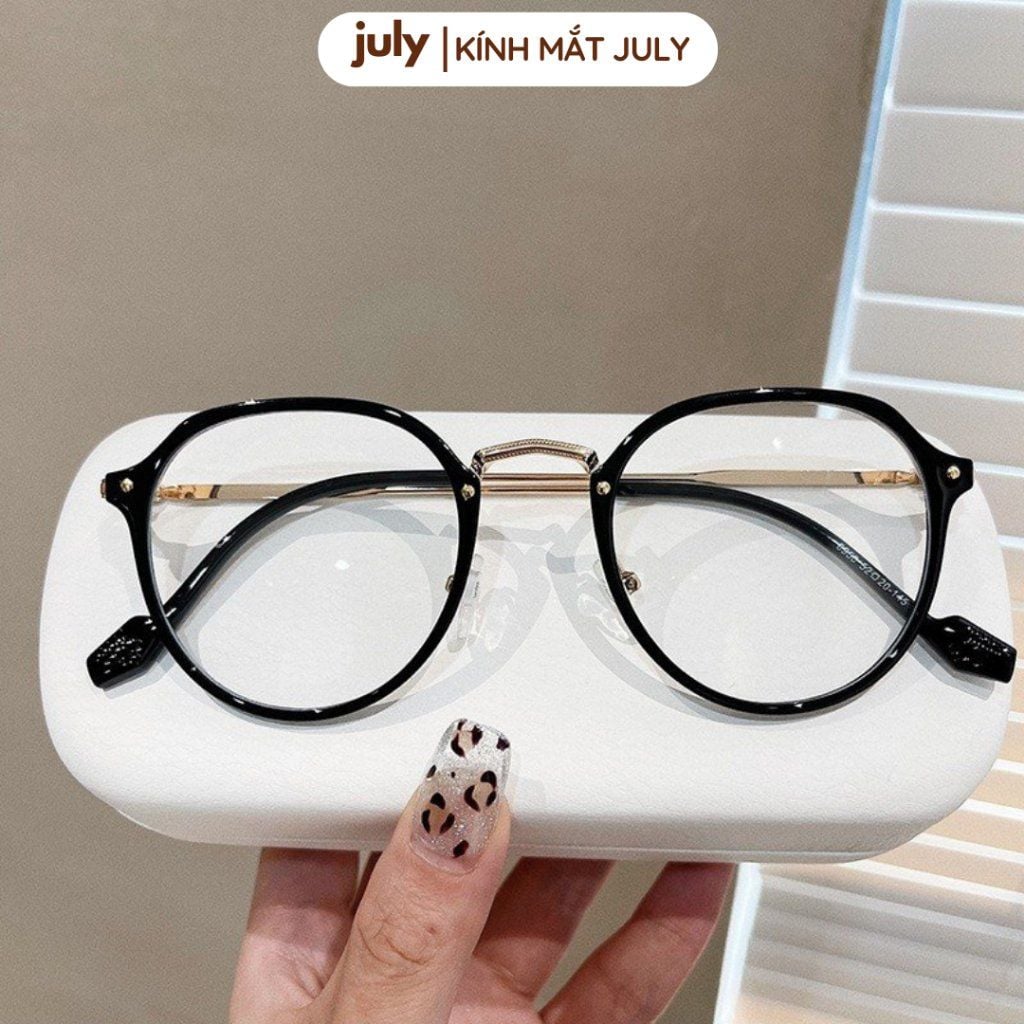 Gọng kính cận nữ mắt tròn kim loại phối nhựa phong cách trẻ trung dễ đeo hợp nhiều dáng mặt 8607