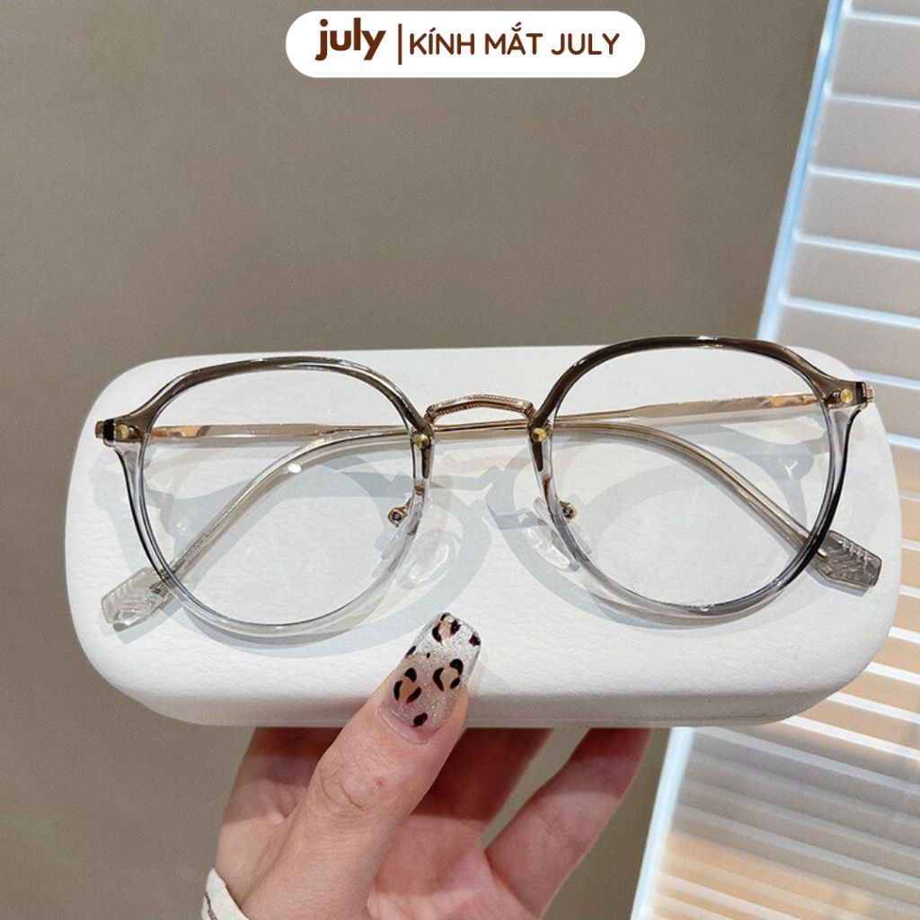 Gọng kính cận nữ mắt tròn kim loại phối nhựa phong cách trẻ trung dễ đeo hợp nhiều dáng mặt 8607