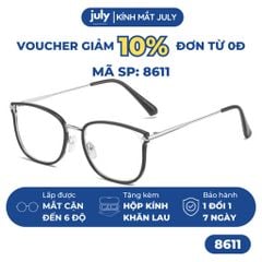 Gọng kính cận nữ mắt mèo dáng vuông kim loại bọc nhựa basic dễ đeo hợp với nhiều dáng mặt 8611
