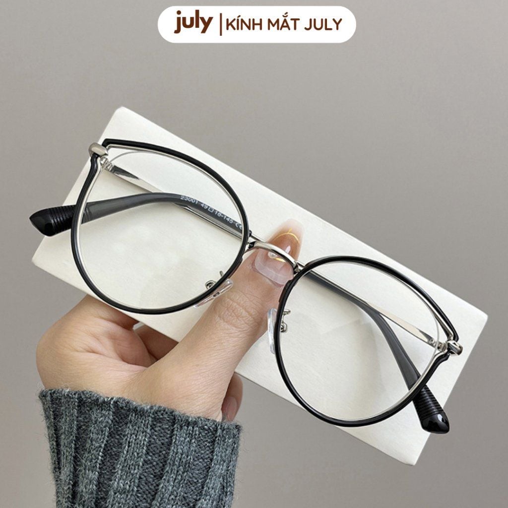 Gọng kính cận nữ mắt mèo kim loại phối nhựa chắc chắn, thời trang dễ đeo mẫu mới 2024 8602