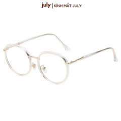 Gọng kính cận nữa Form oval tròn cốt kim loại dễ đeo - Kính Mắt July 8626