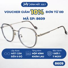 Gọng kính cận nữ đa giác khung kim loại phong cách trẻ trung dễ đeo hợp với nhiều dáng mặt 8609